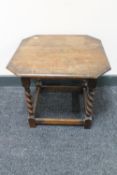 An oak barley twist occasional table