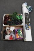 A boxed Cherry Blossom outdoor Christmas tree together with two boxes of decorations,