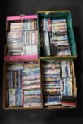 Three boxes and a crate of assorted DVD's
