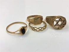 Four 9ct gold rings CONDITION REPORT: 8.
