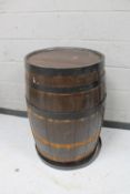 An oak coopered barrel