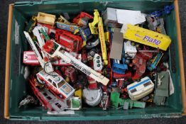 A box of large quantity of mid 20th century and later die vehicles, mainly Corgi, commercial,