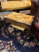 An Edwardian inlaid walnut work table,
