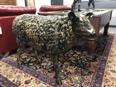 A cast patinated aluminium figure - sheep,