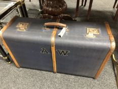 A wooden bound luggage case