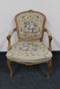 A continental salon armchair in tapestry fabric