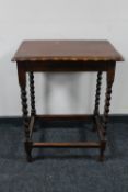 An oak barley twist leg occasional table