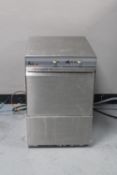 A bench top stainless steel Amika glass washer
