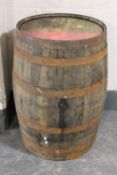 An oak coopered whisky barrel