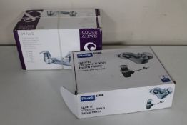 Two boxed bathroom mixer taps