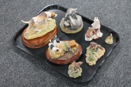 A tray of seven Border Fine Arts figures - animals