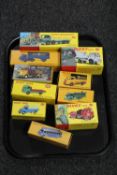 A tray of ten Atlas Dinky toys and Dink super toys die cast vehicles