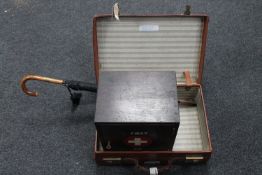 A vintage leather luggage case,