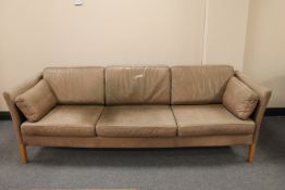 A mid twentieth century Danish leather three seater settee CONDITION REPORT: 217cm