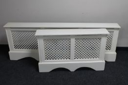 Two radiator cabinets CONDITION REPORT: Smaller - 101.5cm wide by 18.