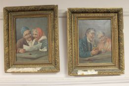 Two continental paintings depicting figures,