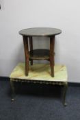 A gilt and onyx coffee table together with a circular Art Deco two tier occasional table