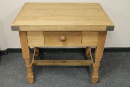 A reclaimed pine butcher's block,