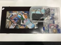 Two cases and a tub containing plated items, costume jewellery,