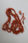 A collection of coral jewellery