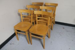 Six beech kitchen chairs