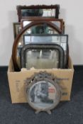 Eight assorted antique and later framed mirrors