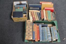 Three boxes of antique and later volumes : family bible, children's encyclopaedia,