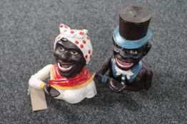 Two cast iron novelty money banks