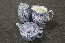 A Ringtons Maling chintz teapot and coffee pot with matching jug
