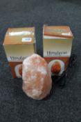 Two boxed Himalayan salt lamps