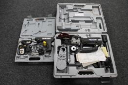 A cased Power Master hot glue gun together with a cased Rotozip Rebel