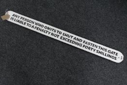 A cast iron LNER safety notice sign