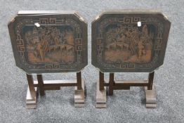 A pair of eastern hardwood occasional tables