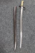 A 19th century French Chassepot bayonet in scabbard