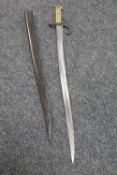 A 19th century French Chassepot bayonet in scabbard