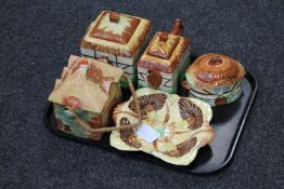 A tray of Burleigh ware shallow dish and four pieces of cottage ware china