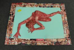 Donald James White : Relief Study of a Charging Woman, with media with decoupage surround,