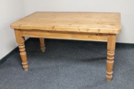 A pine farmhouse dining table
