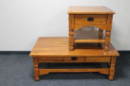 A contemporary Barker & Stonehouse hardwood coffee table with matching lamp table