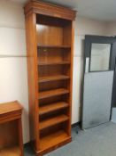 A yew wood open bookcase height, 229cm CONDITION REPORT: 75cm wide by 34cm deep.