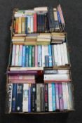 Three boxes of hard backed books, novels,