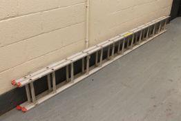 An aluminium extension ladder