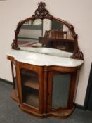 A Victorian walnut marble topped mirror backed chiffonier,