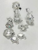 Seven Swarovski crystal figures of animals