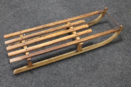 A vintage wooden sledge