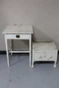 An Edwardian pine occasional table fitted with a drawer together with a pine low table