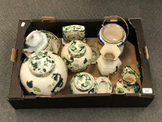 A collection of Masons china to include mantle clock, large and small ginger jars,