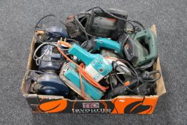 A box of power tools, Wolf Sander and circular saw,
