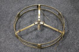 A brass Art Nouveau light fitting