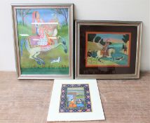 An unframed Indo Persian watercolour : figures kneeling,